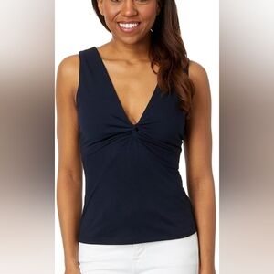 Nic & Zoe Polished Jersey Twist Tank Size L Indigo Blue
